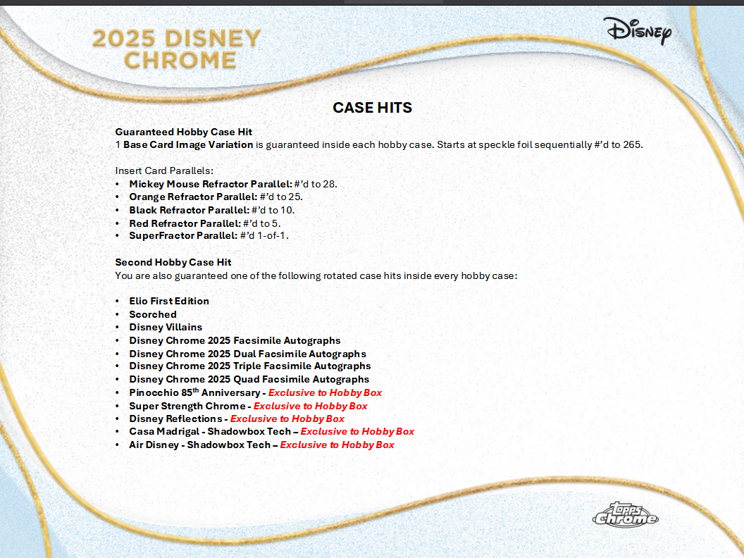 Disney Trading Cards Topps Chrome 2025 Hobby Breaker Box (09/24/2025)