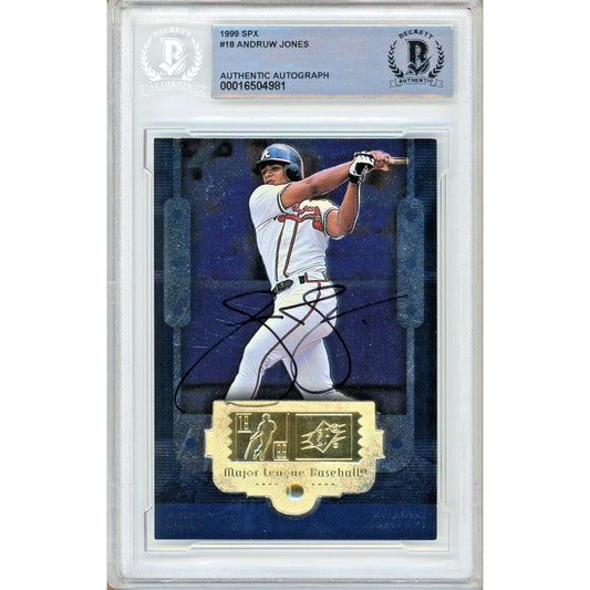 1999 Upper Deck SPx #18 — Andruw Jones Atlanta Braves Autographed Trading Card — Beckett Authentication