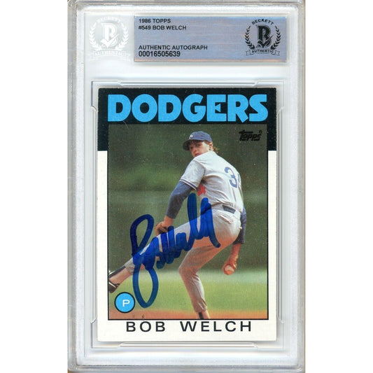 1986 Topps #549 — Bob Welch Los Angeles Dodgers Autographed Trading Card — Beckett Authentication