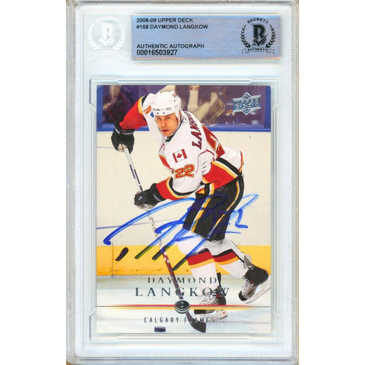 2008-09 Upper Deck #168 — Daymond Langkow Calgary Flames Autographed Trading Card — Beckett Authentication