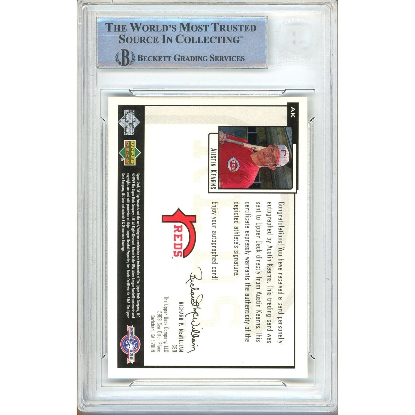 2000 SP Top Prospects Chirography #AK — Austin Kearns Cincinnati Reds Autographed Trading Card — Beckett Authentication