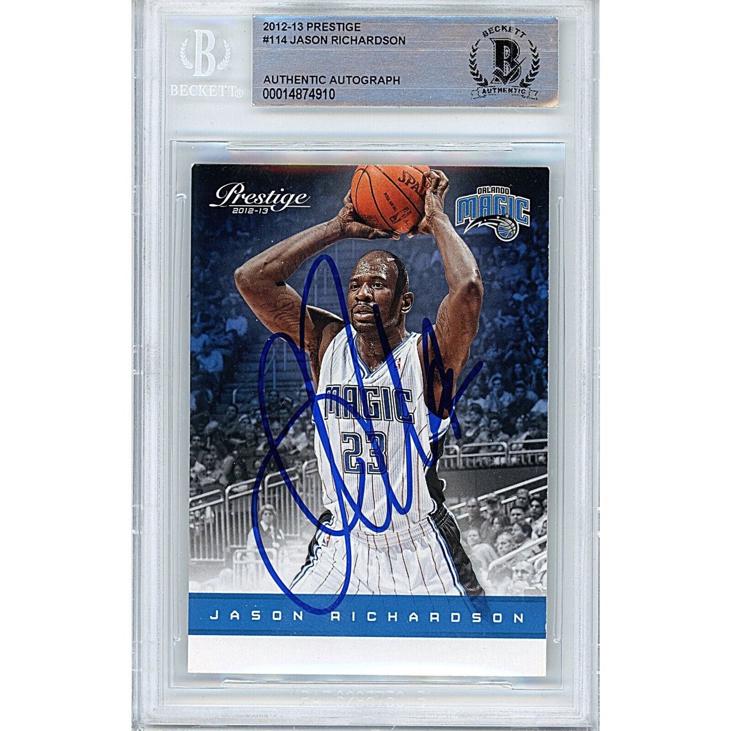2012 Panini Prestige #114 — Jason Richardson Orlando Magic Autographed Trading Card — Beckett Authentication