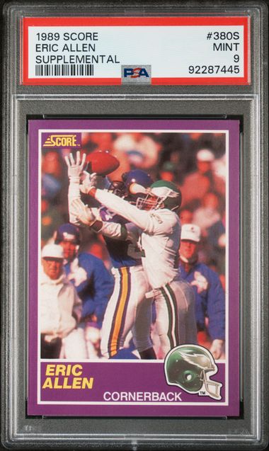 Graded 1989 Score Supplemental Eric Allen #380S Rookie RC Football Card PSA 9 Mint