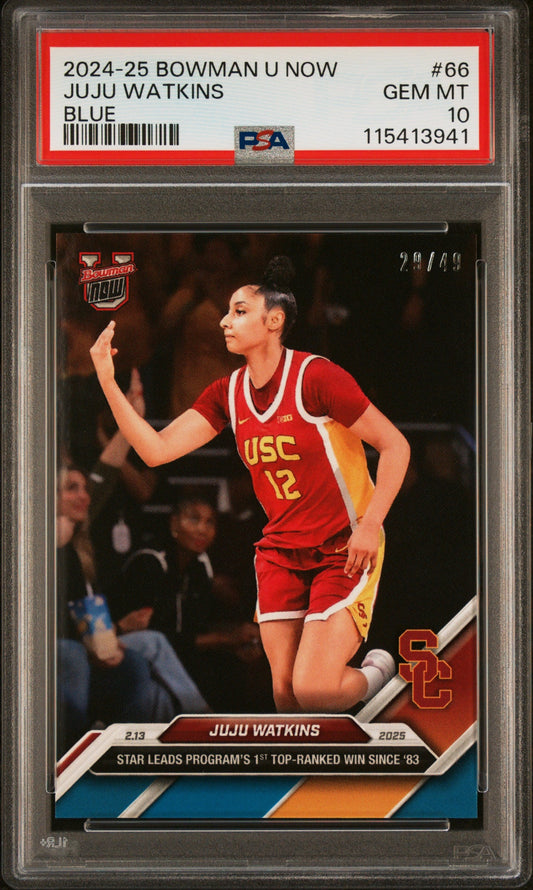 Graded 2024 Topps Bowman U Now JuJu Watkins #66 Blue /49 Rookie RC Basketball Card PSA 10 Gem Mint
