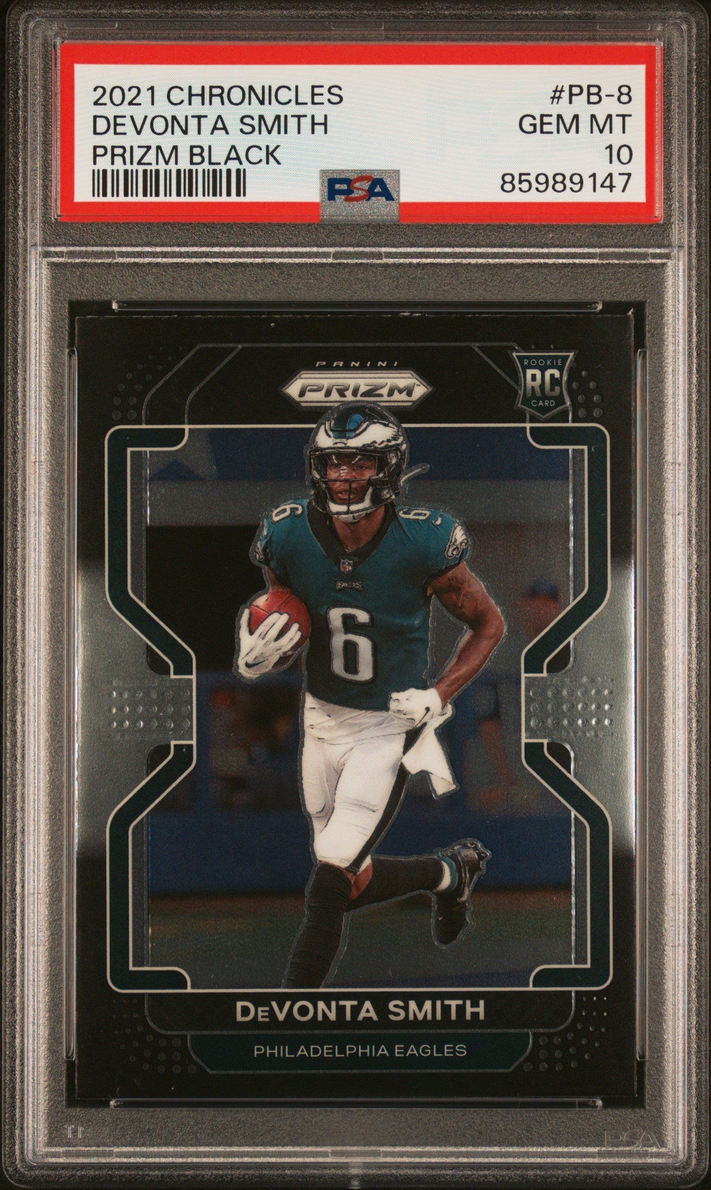 Graded 2021 Panini Chronicles Devonta Smith #PB8 Prizm Black Rookie RC Football Card PSA 10