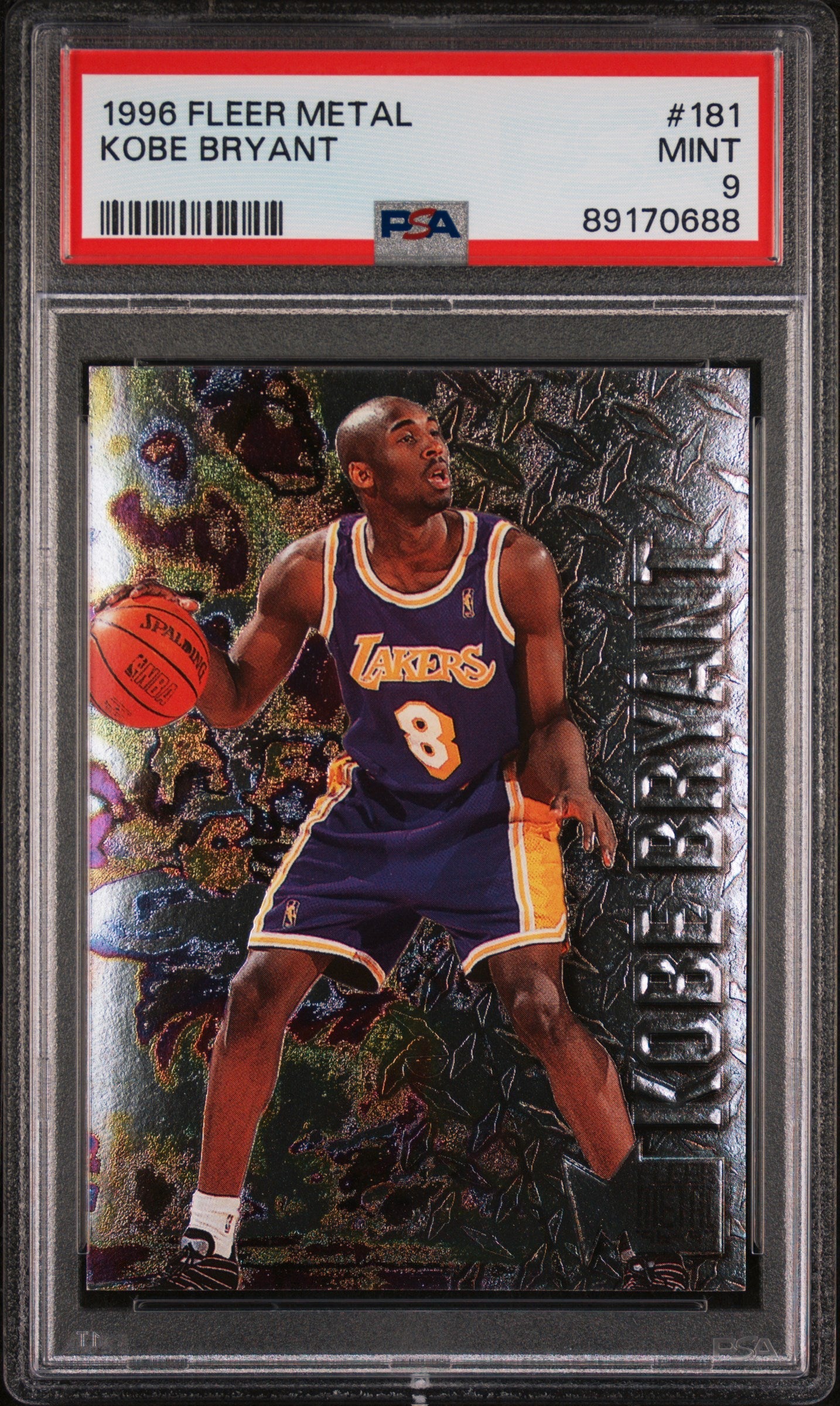 Graded 1996 Fleer Metal Kobe Bryant #181 Rookie RC Basketball Card PSA 9 Mint