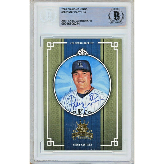 Vinny Castilla Colorado Rockies Signed 2005 Diamond Kings Card Beckett Auth Auto Slab