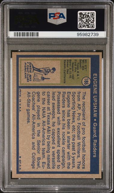 Graded 1972 Topps Eugene Gene Upshaw #186 Football Card PSA 3 Very Good