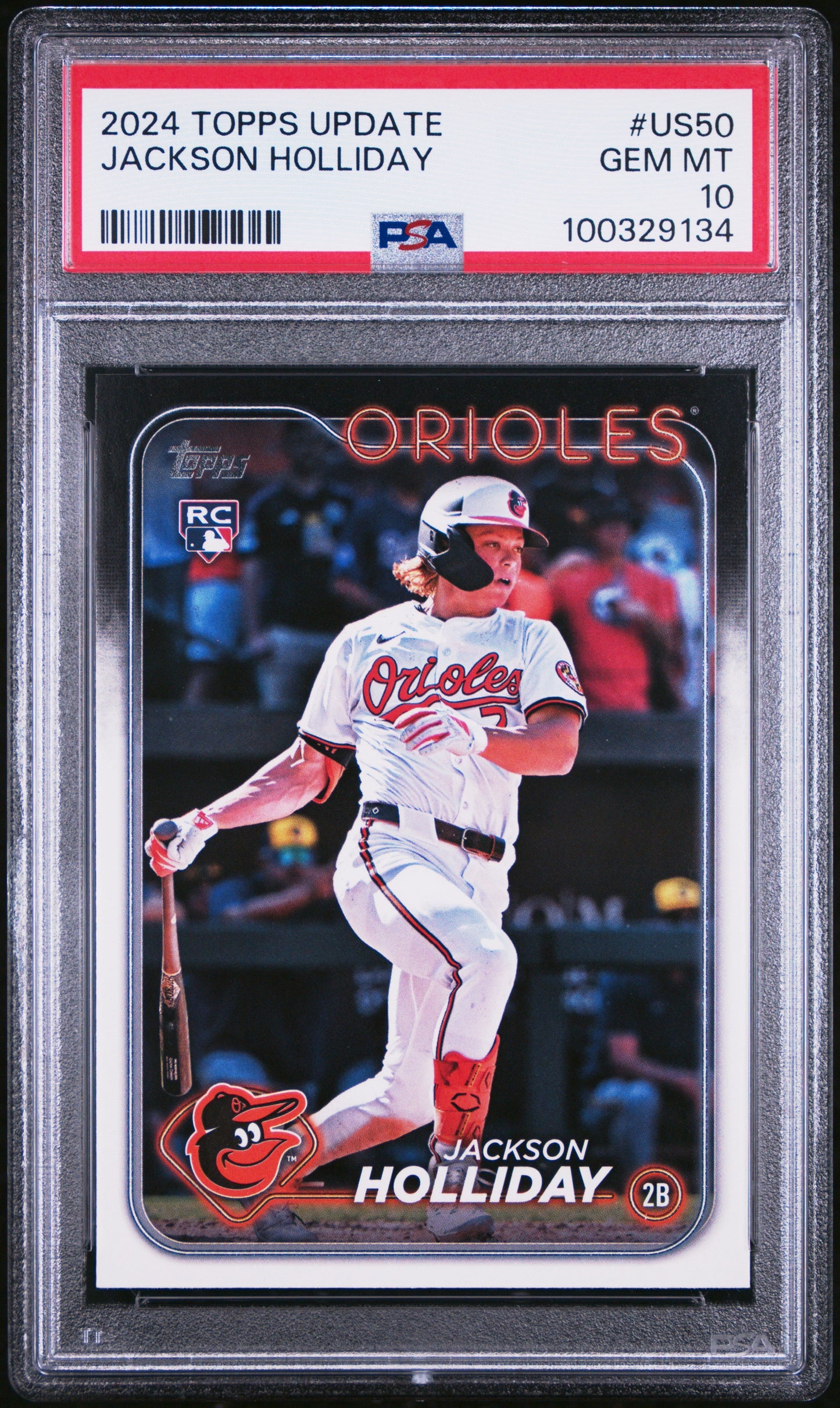 Graded 2024 Topps Update Jackson Holliday #US50 Rookie RC Baseball Card PSA 10 Gem Mint