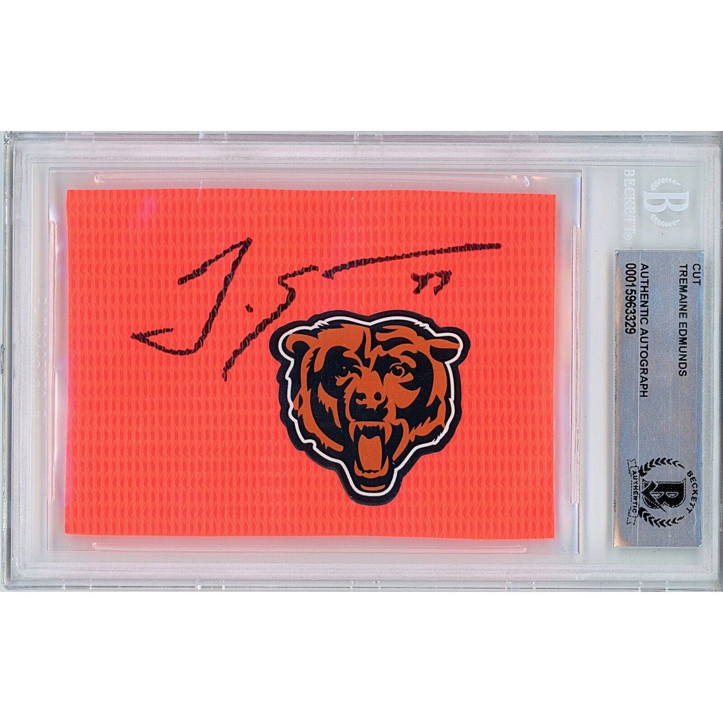 Tremaine Edmunds Signed Chicago Bears Football Pylon Cut Beckett Authentic Auto Slab