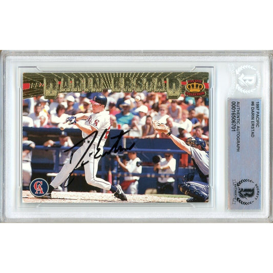 1997 Pacific #6 — Darin Erstad Los Angeles Angels Autographed Trading Card — Beckett Authentication