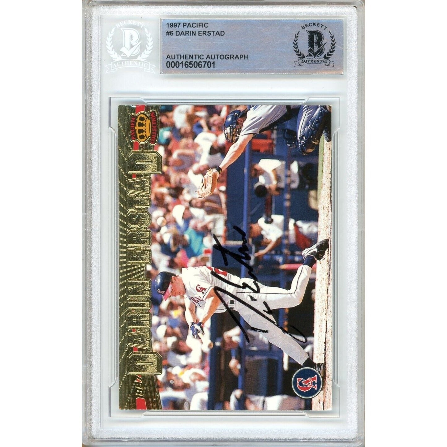 1997 Pacific #6 — Darin Erstad Los Angeles Angels Autographed Trading Card — Beckett Authentication