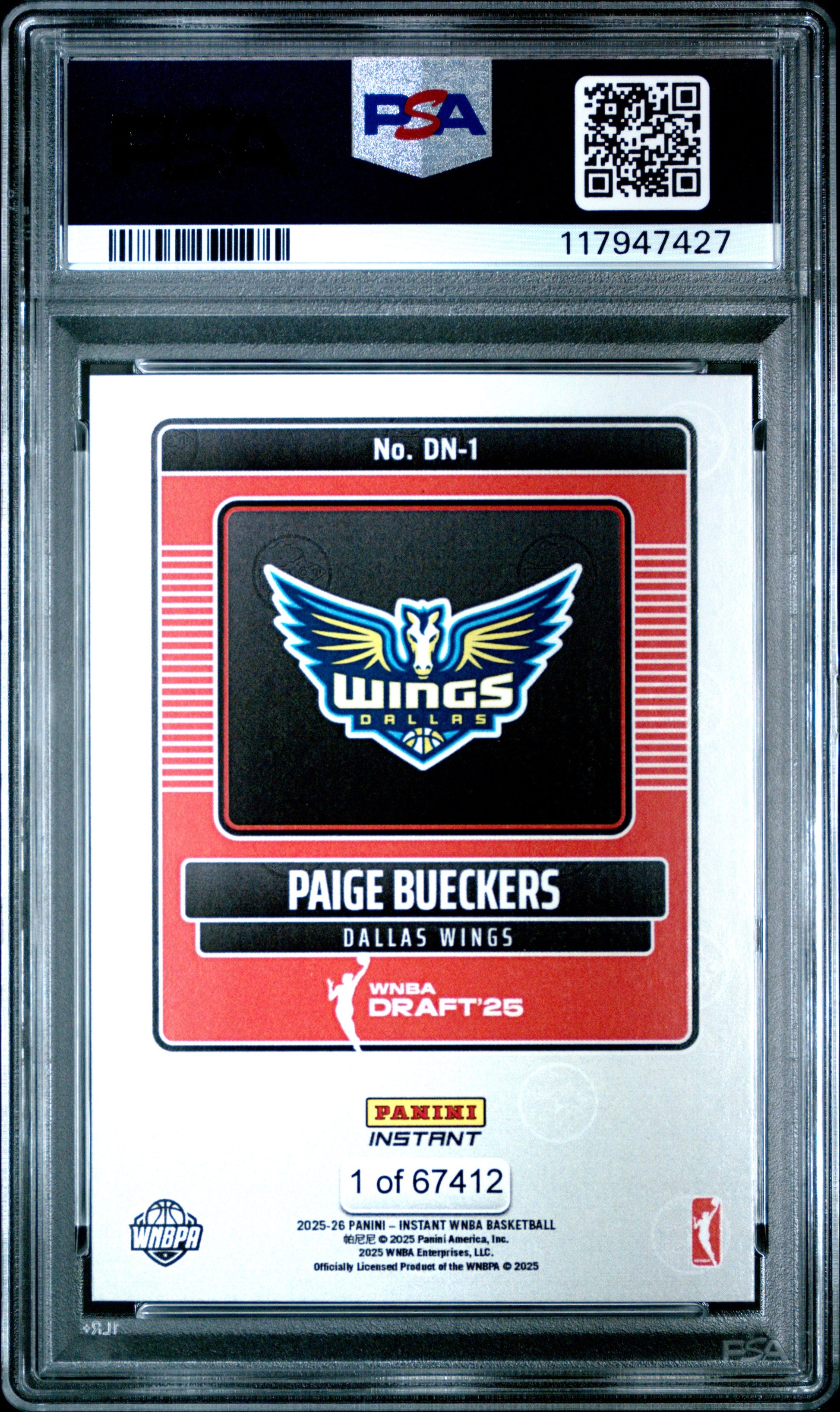 Graded 2025 Panini Instant Paige Bueckers #DN1 Draft Night Rookie RC Basketball Card PSA 10 Gem Mint - Sport Cards