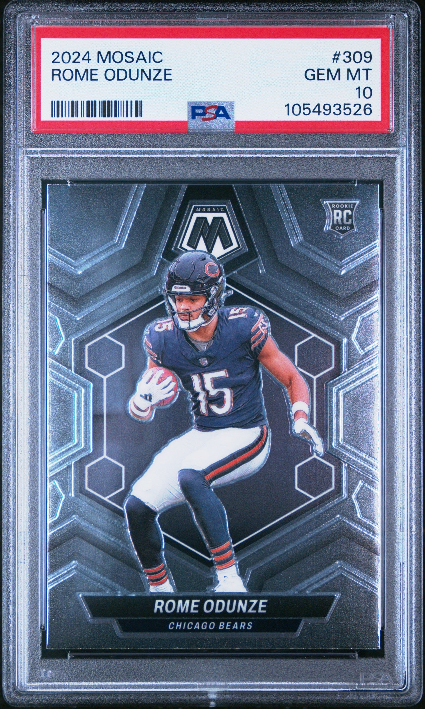 Graded 2024 Panini Mosaic Rome Odunze #309 Rookie RC Football Card PSA 10 Gem Mint - Sport Cards
