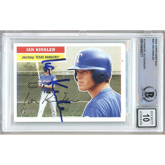 2005 Topps Heritage #341 — Ian Kinsler Texas Rangers Autographed Trading Card — Beckett Authentication