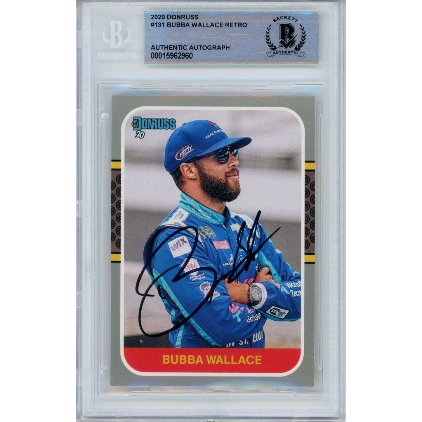 2020 Donruss Retro #131 — Bubba Wallace Nascar Autographed Trading Card — Beckett Authentication