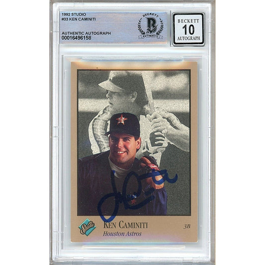 1992 Donruss Studio #33 — Ken Caminiti Houston Astros Autographed Trading Card — Beckett Authentication