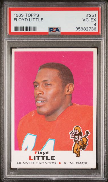 Graded 1969 Topps Floyd Little #251 Football Card PSA 4 VG-EX