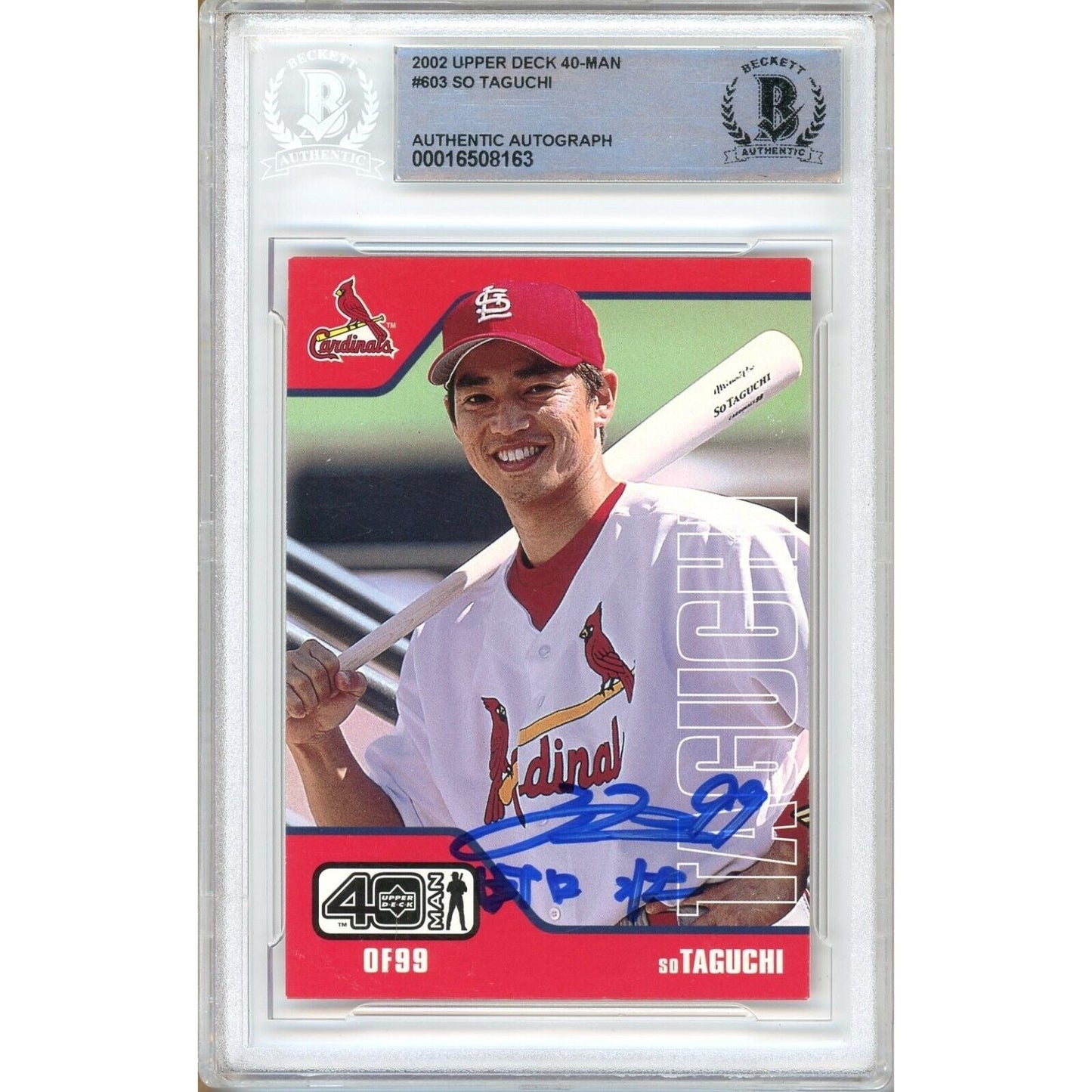 So Taguchi St Louis Cardinals Signed 2002 Upper Deck 40-Man Card Beckett Auth Auto RC