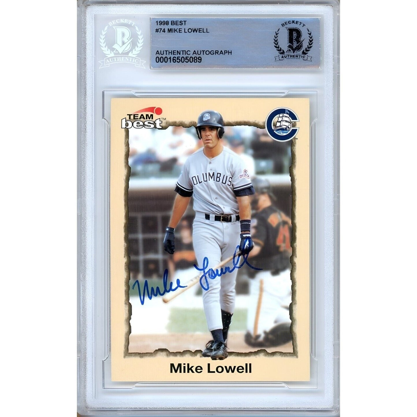 Mike Lowell New York Yankees Signed 1998 Team Best Rookie Card BAS Auth Auto Slab NY