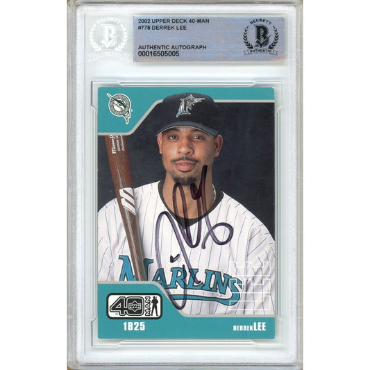 2002 Upper Deck 40-Man #778 — Derrek Lee Miami Marlins Autographed Trading Card — Beckett Authentication