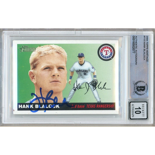 2004 Topps Heritage #115— Hank Blalock Texas Rangers Autographed Trading Card — Beckett Authentication