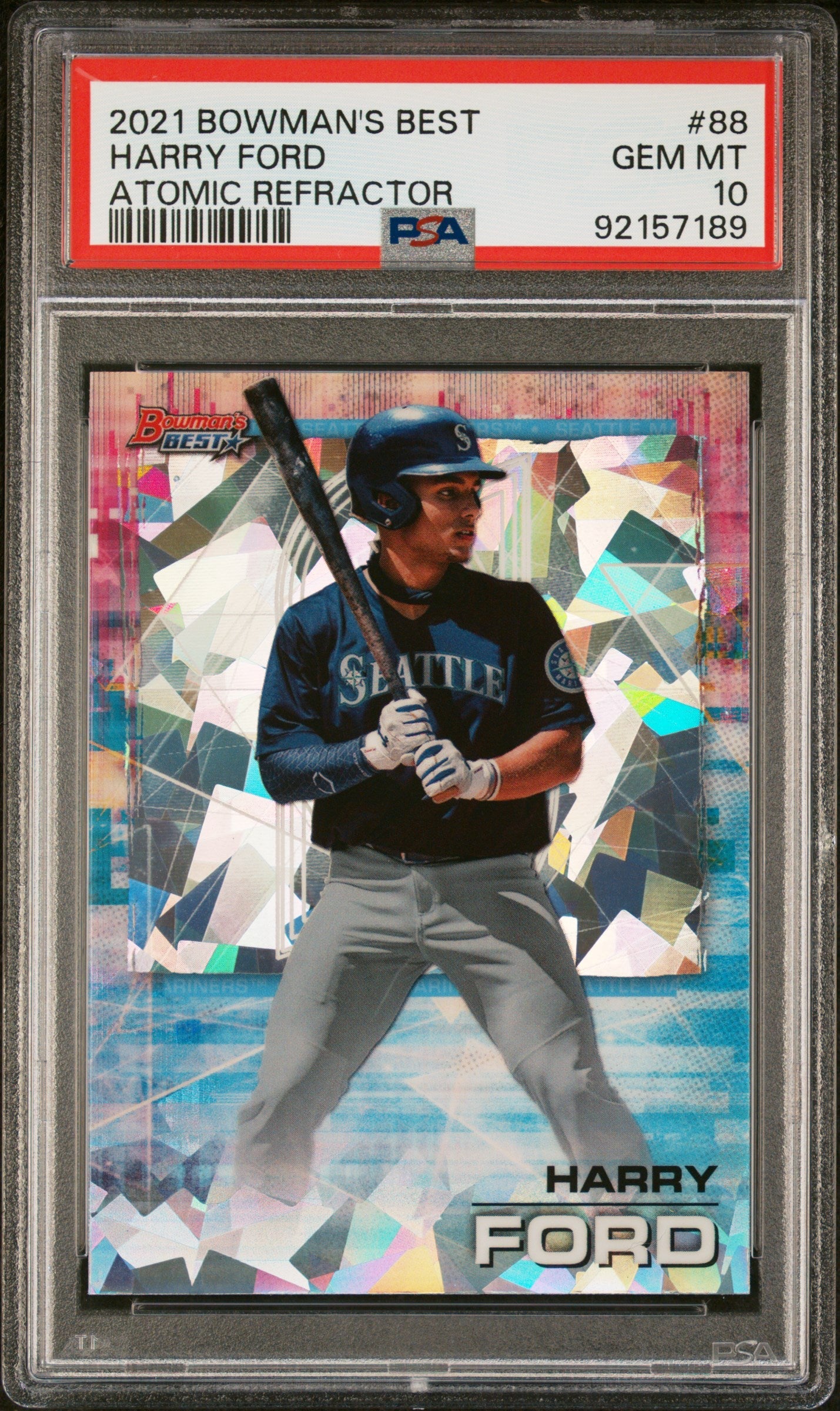 Graded 2021 Topps Bowmans Best Harry Ford #88 Atomic Refractor Rookie RC Baseball Card PSA 10 Gem Mint