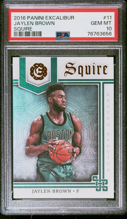 Graded 2016 Panini Excalibur Jaylen Brown #11 Squire Rookie RC Basketball Card PSA 10 Gem Mint