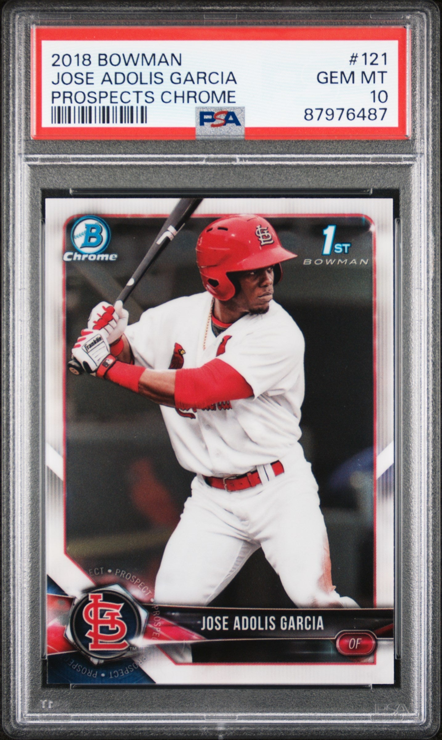 Graded 2018 Topps Bowman Adolis Garcia #121 Prospects Chrome Rookie RC Baseball Card PSA 10 Gem Mint