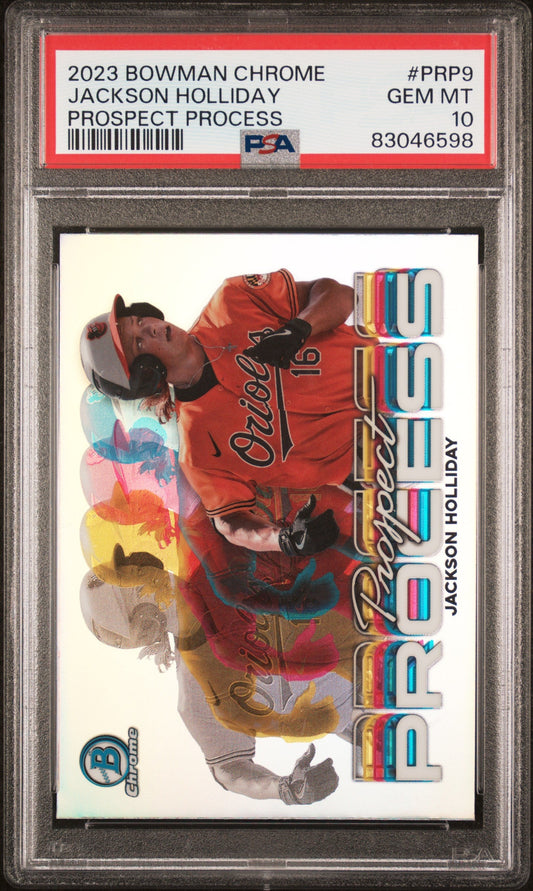 Graded 2023 Topps Bowman Chrome Jackson Holliday #PRP9 Prospect Process Rookie RC Baseball Card PSA 10 Gem Mint