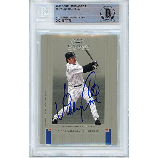 Vinny Castilla Colorado Rockies Signed 2005 Donruss Card Beckett Authentic Auto Slab