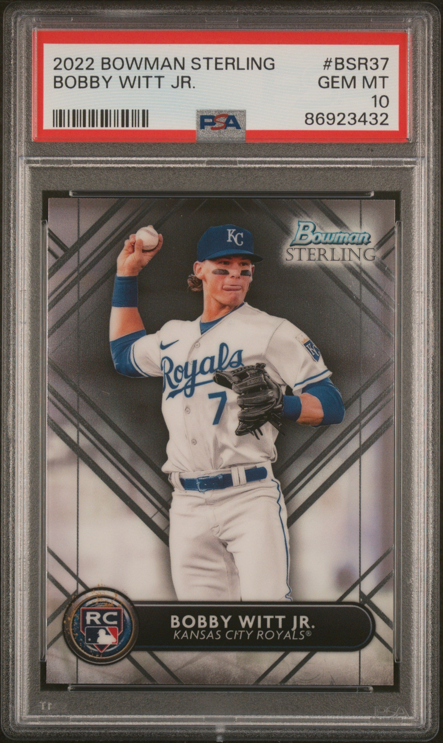 Graded 2022 Topps Bowman Sterling Bobby Witt Jr. #BSR37 Rookie RC Baseball Card PSA 10 Gem Mint