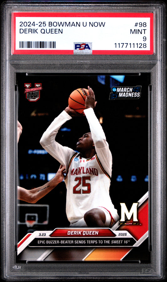 Graded 2024 Topps Bowman U Now Derik Queen #98 Rookie RC Basketball Card PSA 9 Mint