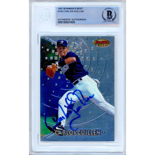 1997 Bowman Best #135 — Carlos Guillen Houston Astros Autographed Trading Card — Beckett Authentication