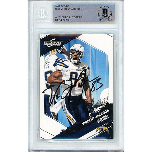 Vincent Jackson San Diego Chargers Signed 2009 Score Football Card Beckett Auth Auto Slab