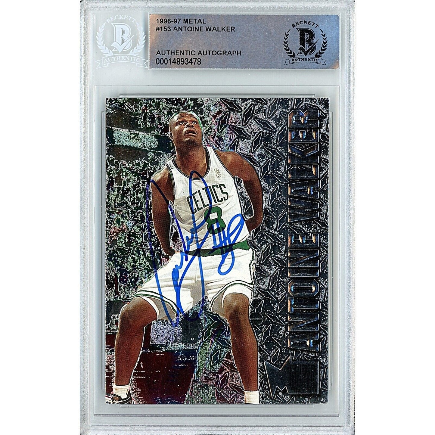 1996 Fleer Metal Universe #153 — Antoine Walker Boston Celtics Autographed Trading Card — Beckett Authentication