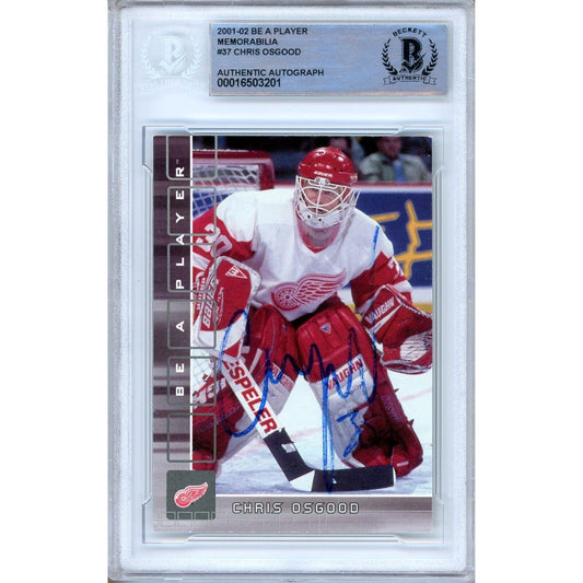 2001-02 BAP Be A Player Memorabilia #37 — Chris Osgood Detroit Red Wings Autographed Trading Card — Beckett Authentication