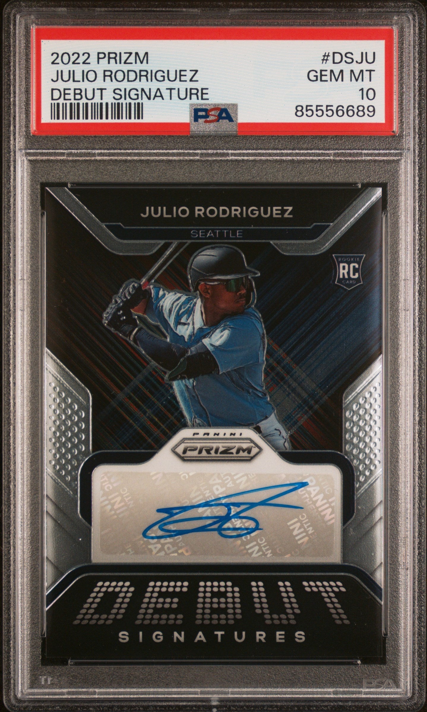 Graded 2022 Panini Prizm Julio Rodriguez #DSJU Debut Signature AUTO Rookie RC Baseball Card PSA 10 Gem Mint