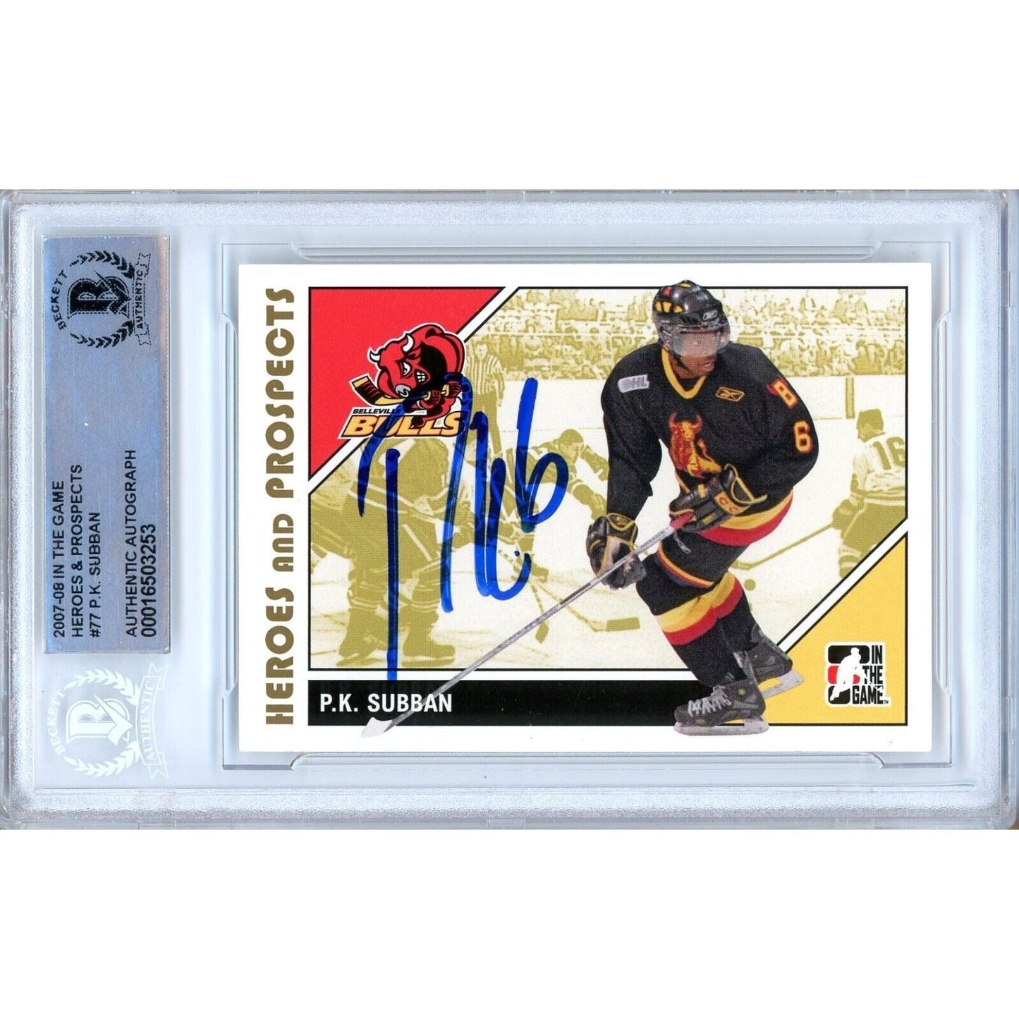 P.K. Subban Canadiens Signed 2007-08 ITG Heroes and Prospects Card BAS Auth Auto Slab