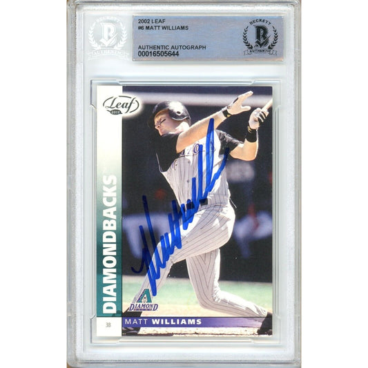 Matt Williams AZ Diamondbacks Signed 2002 Leaf Baseball Card Beckett Auth Auto Slab