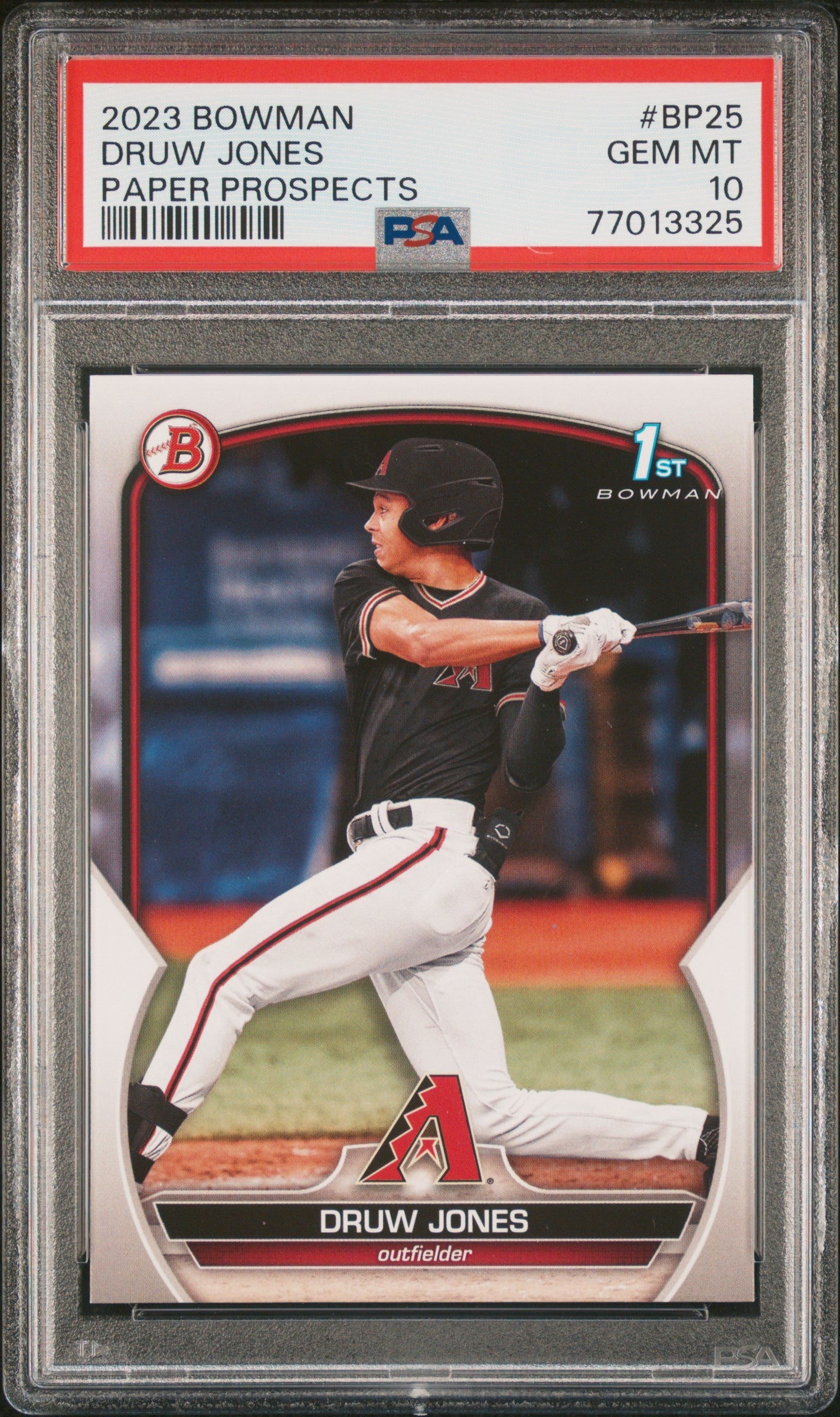 Graded 2023 Topps Bowman Druw Jones #BP25 Paper Prospects Rookie RC Baseball Card PSA 10 Gem Mint