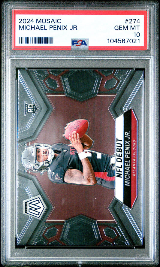 Graded 2024 Panini Mosaic Michael Penix Jr #274 Rookie RC Football Card PSA 10 Gem Mint