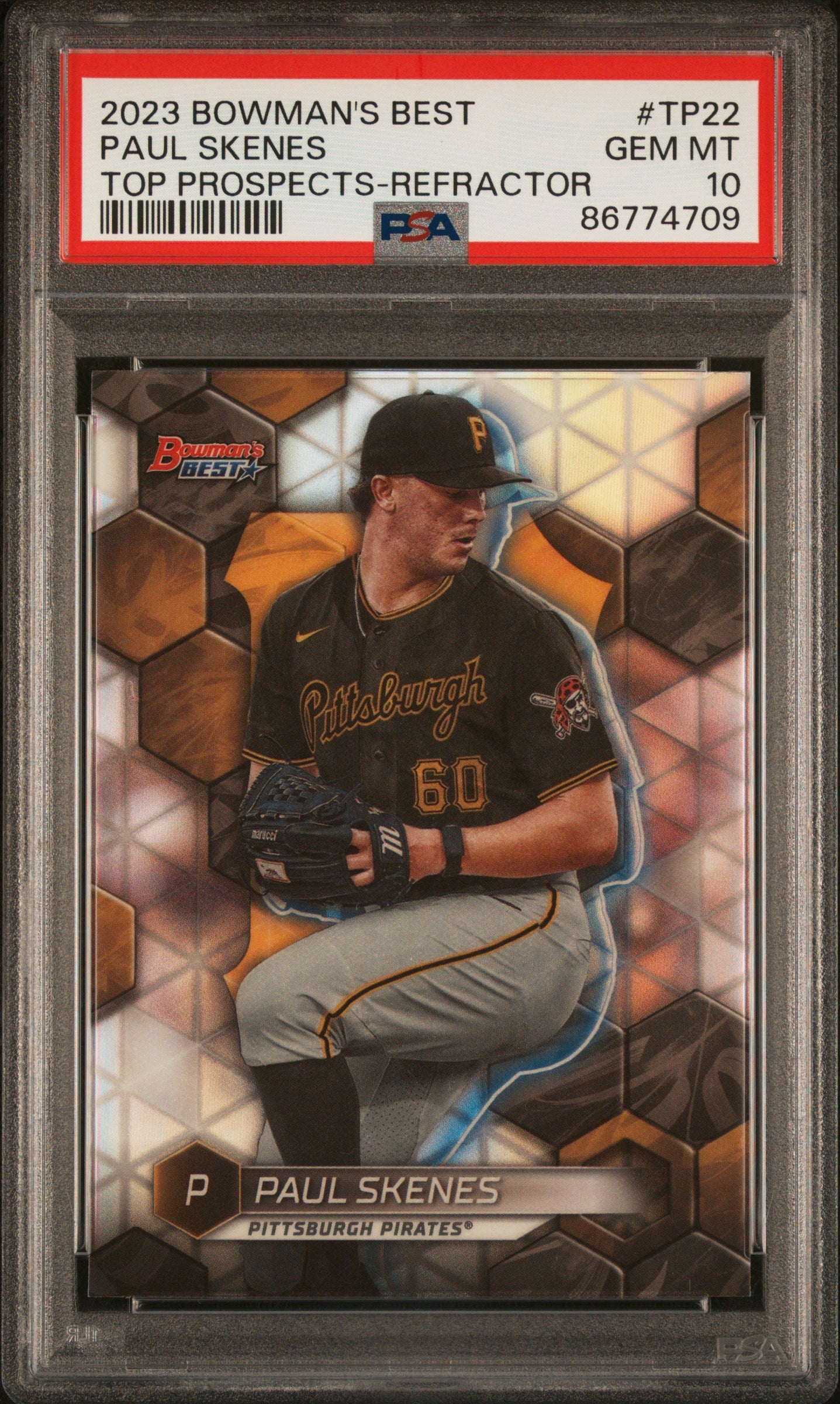Graded 2023 Topps Bowmans Best Paul Skenes #TP22 Top Prospects Refractor Rookie RC Baseball Card PSA 10 Gem Mint