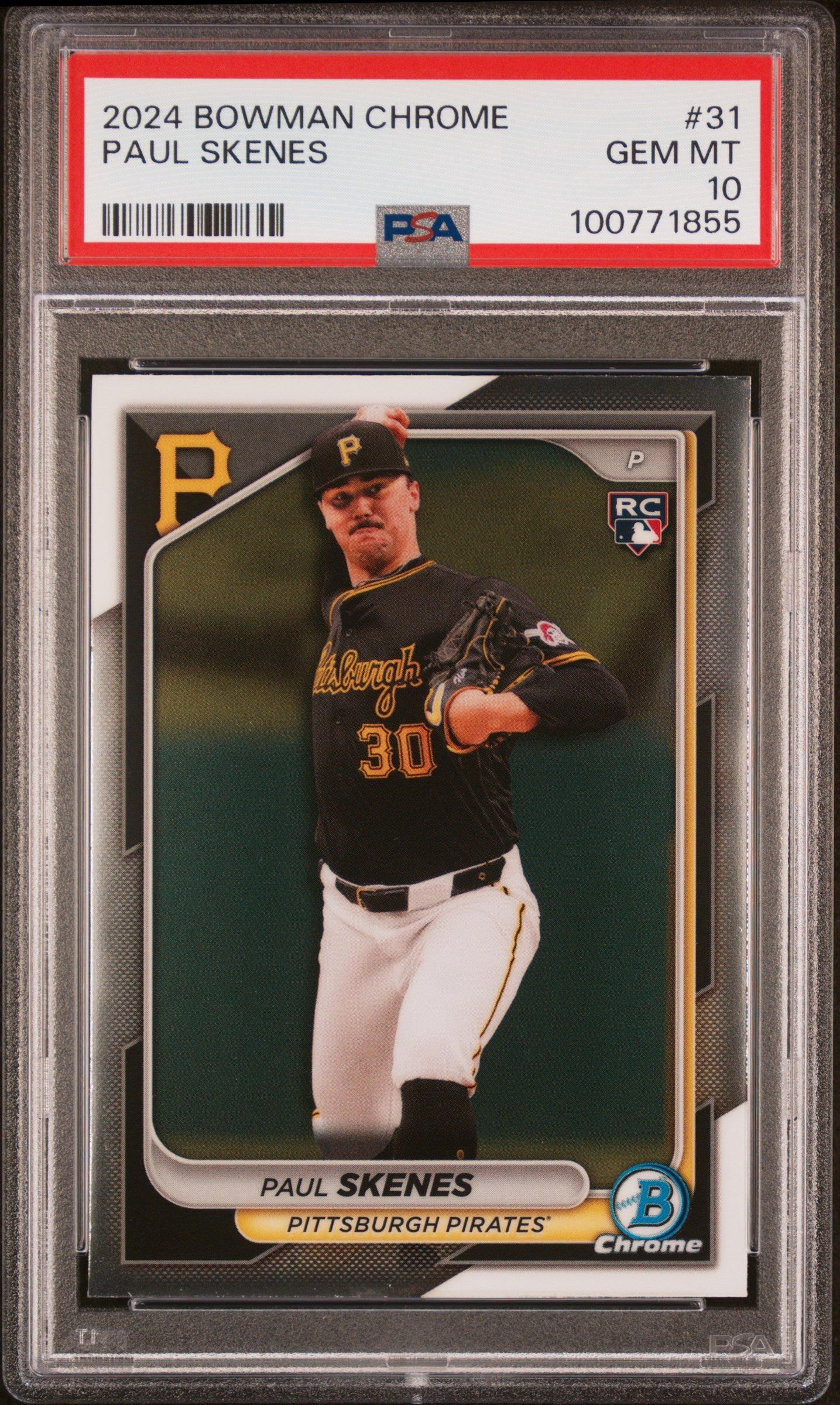 Graded 2024 Topps Bowman Chrome Paul Skenes #31 Rookie RC Baseball Card PSA 10 Gem Mint