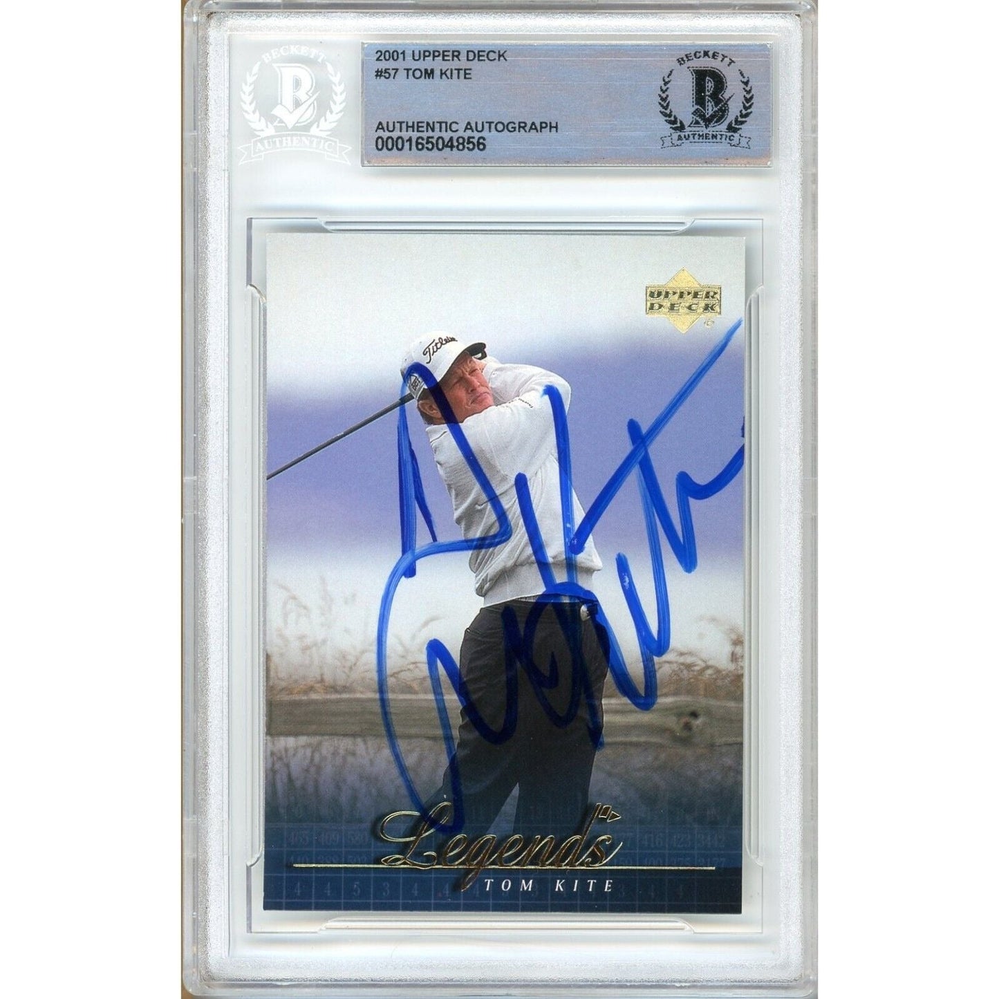Tom Kite Signed 2001 Upper Deck PGA Tour Golf Trading Card Beckett Authentic Auto Slab