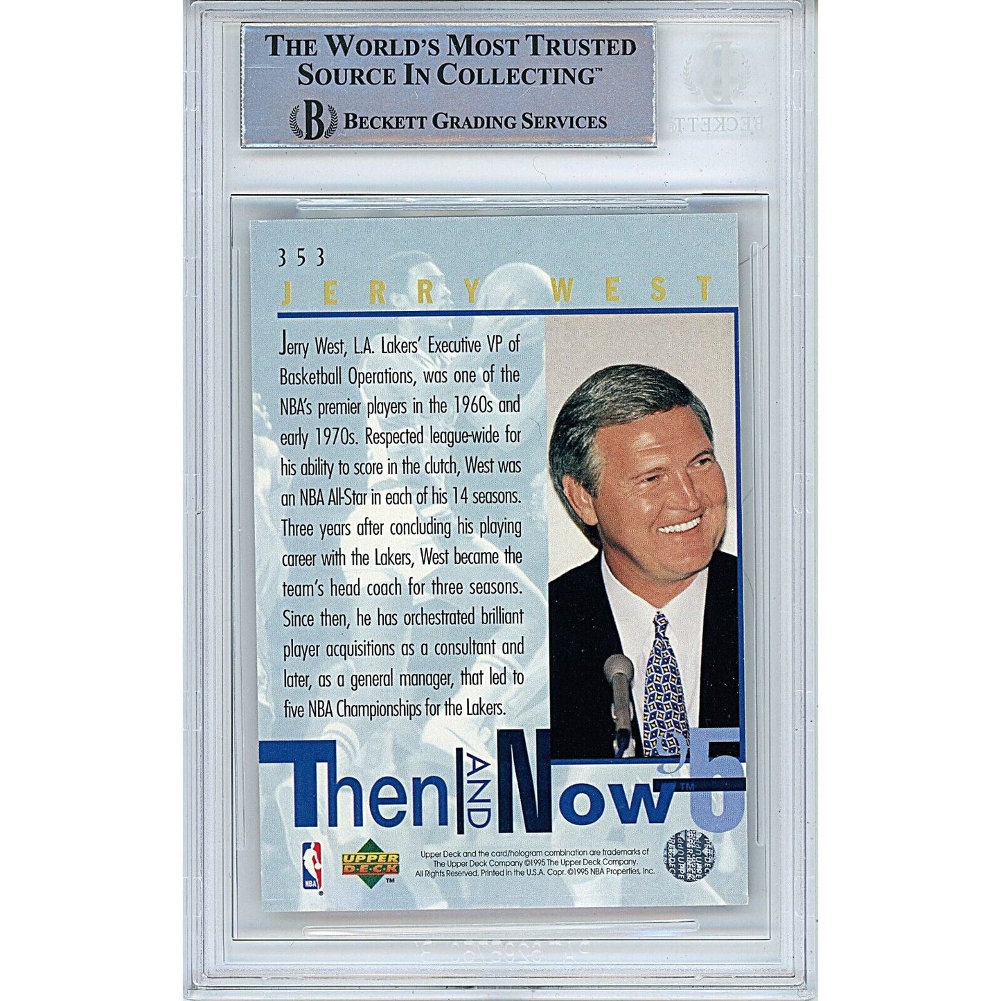 1994-95 Upper Deck — Jerry West Los Angeles Lakers Los Angeles Lakers Autographed Trading Card — Beckett Authentication