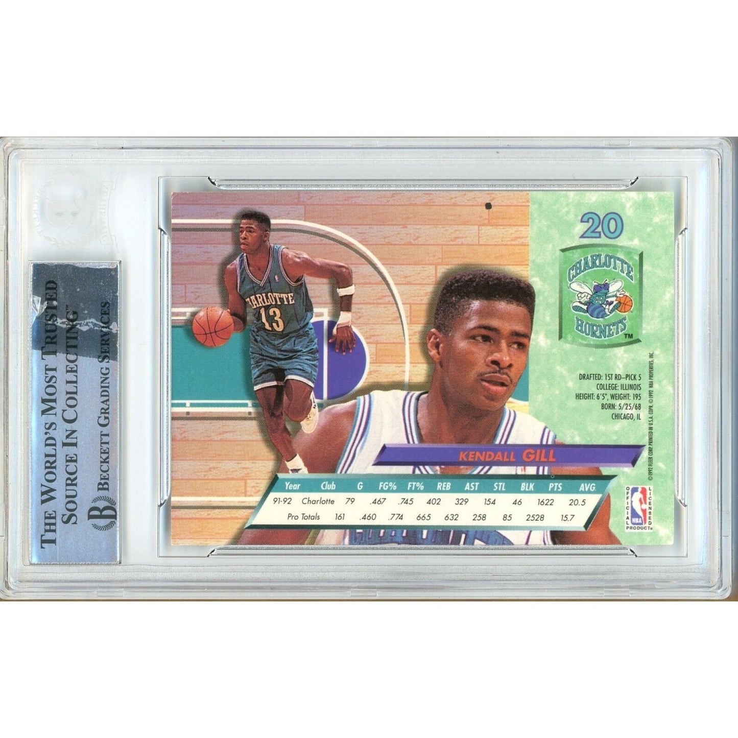1992—93 Fleer — Kendall Gill Charlotte Hornets Autographed Trading Card — Beckett Authentication