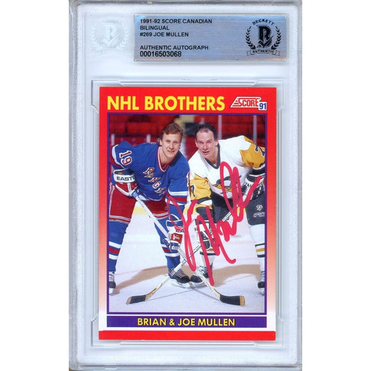1991–92 Score #te — Joe Mullen Pittsburgh Penguins Autographed Trading Card — Beckett Authentication