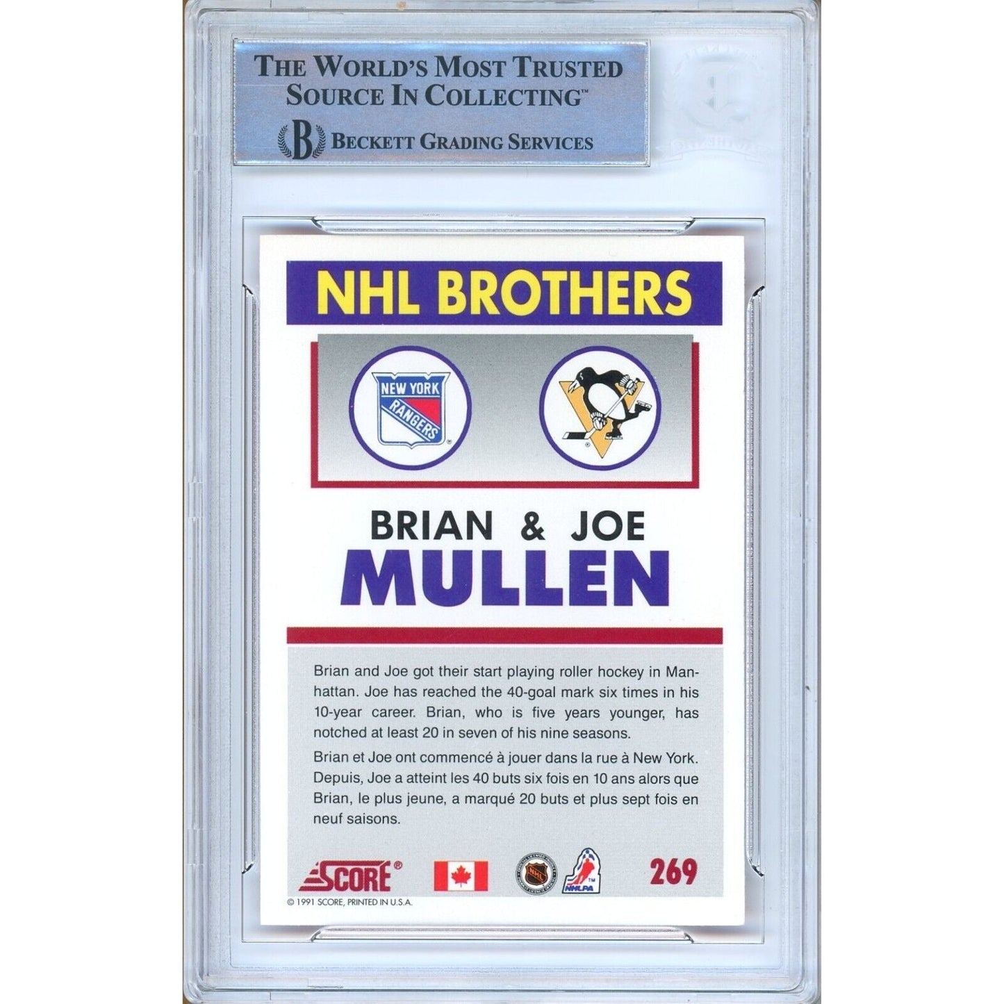1991–92 Score #te — Joe Mullen Pittsburgh Penguins Autographed Trading Card — Beckett Authentication