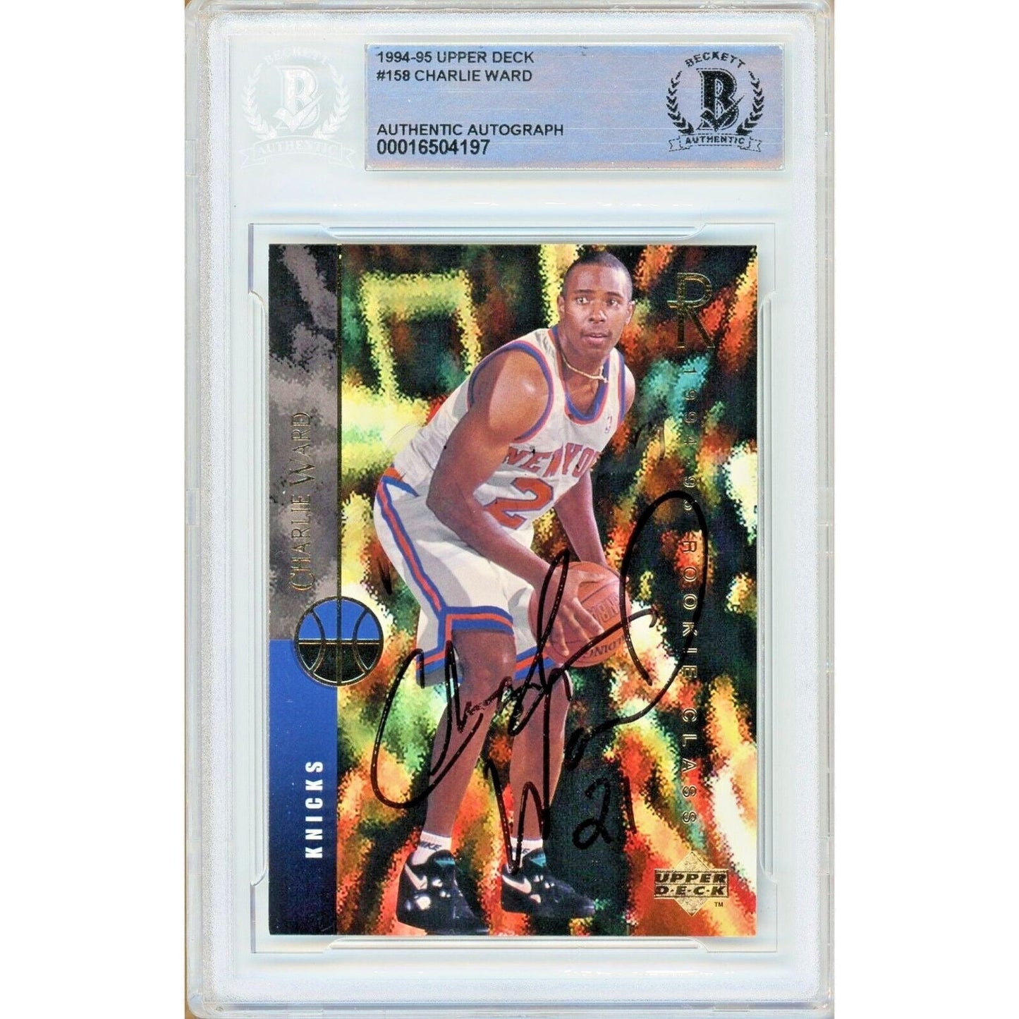 1994-95 Upper Deck #158 — Charlie Ward New York Knicks Autographed Trading Card — Beckett Authentication